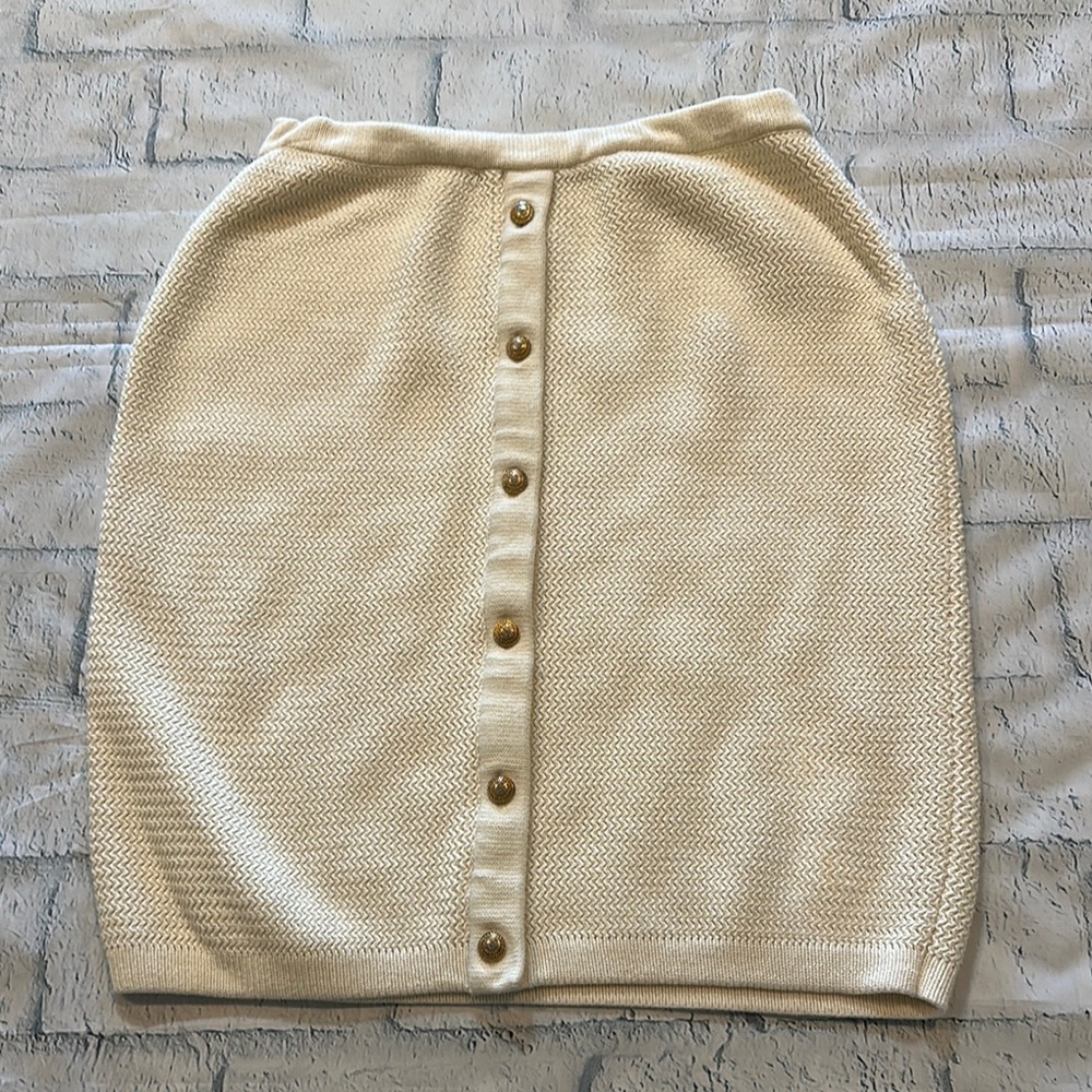 Adrienne Vittadini Cream Knit Pencil Skirt